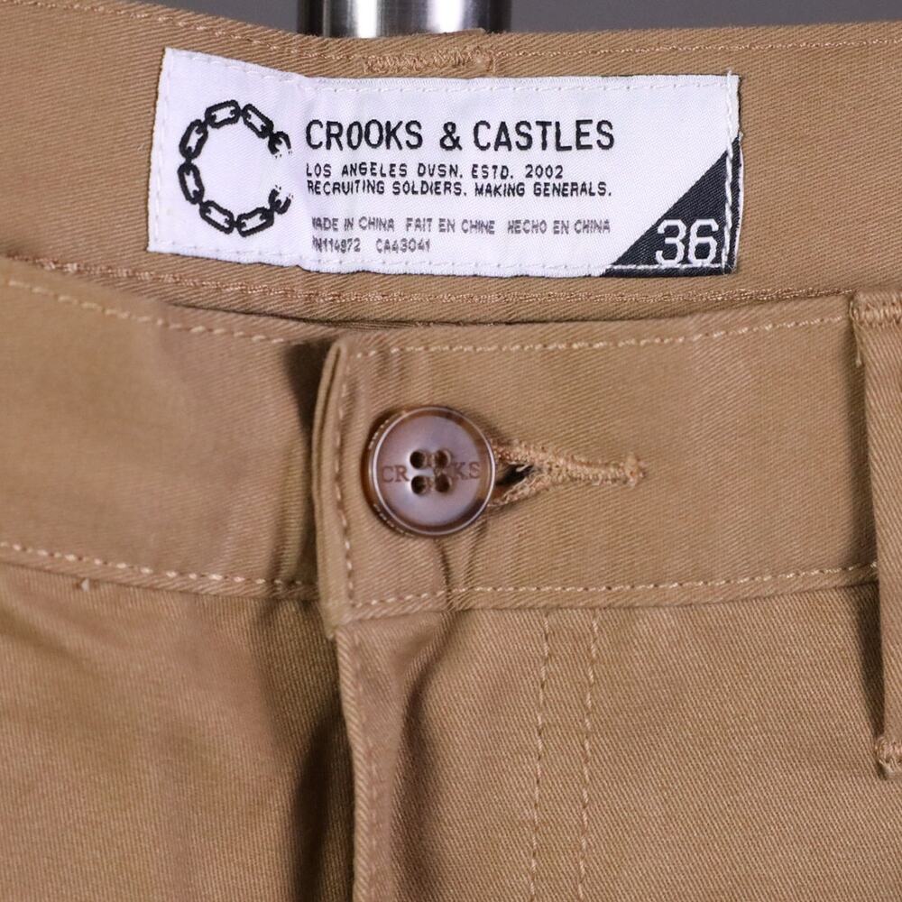 Crooks & Castles Jogger Pants Men 36 Khaki Tan Cotton Twill Tapered Classic NWT - Picture 4 of 14